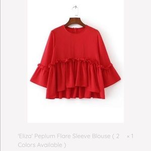 Goodnight Macaroon Red Peplum Flare Blouse Small